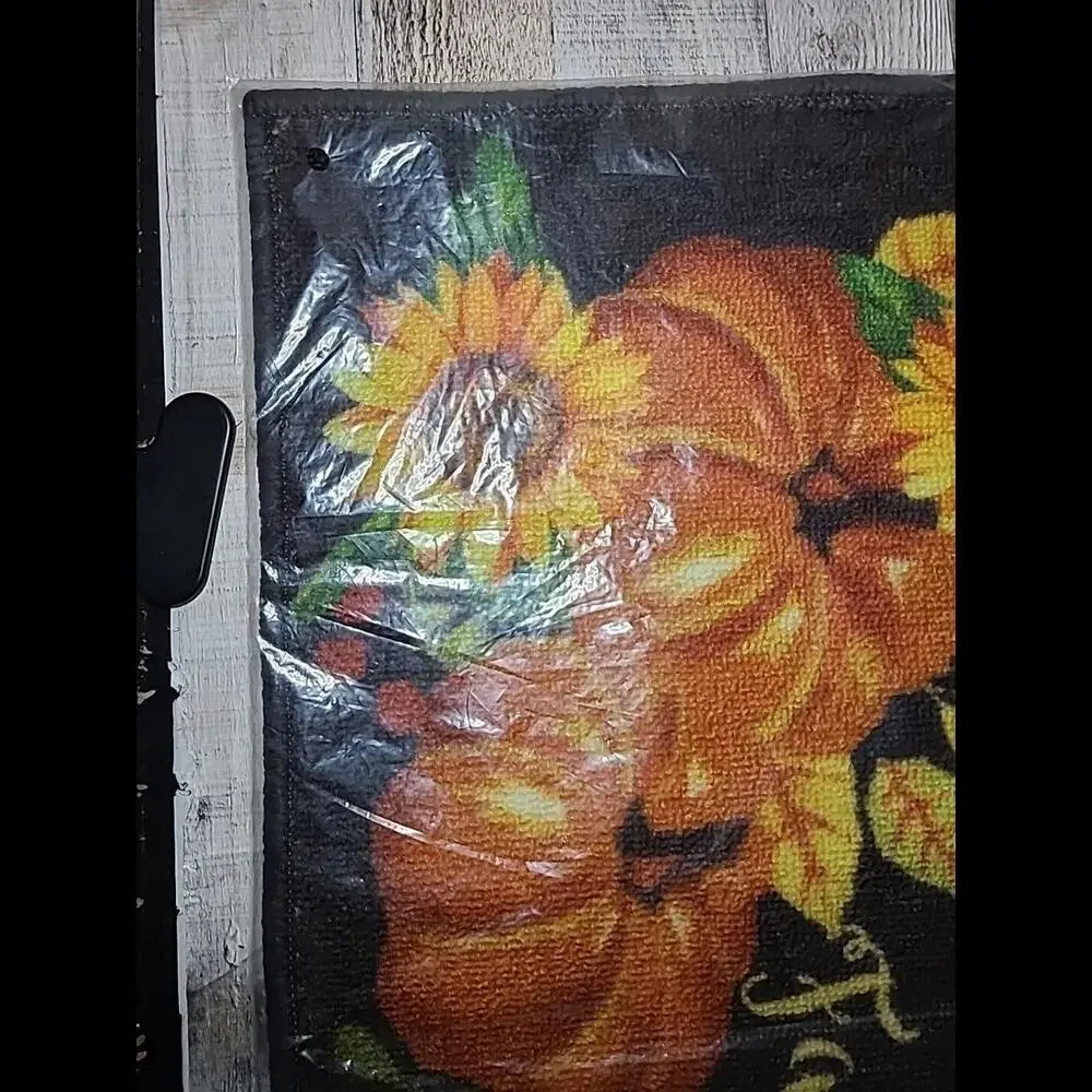 Happy Fall Y'all Slip Resistant Mat Pumpkins Sunflowers Autumn Leaves 24x16.